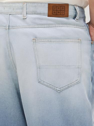 Image of Urbano Plus Men's Loose Baggy Fit Heavy Washed Faded Denim Jeans Non-Stretchable
