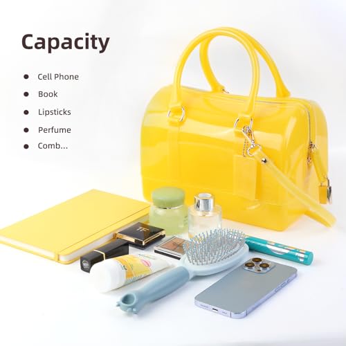 Image of Ladies Summer Jelly Pillow-shaped Top Handle Handbag Candy Color Transparent Crystal Purse