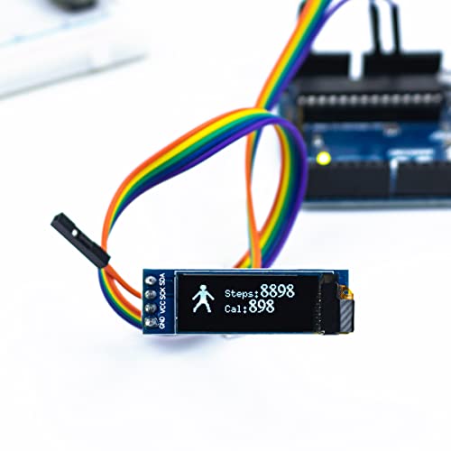 Hosyond 5 Pcs 0.91 Inch I2C Oled Display Module Iic Oled Screen Dc 3.3V~5V Compatible With Arduino Raspberry Pi (White Display Color) #TOP1