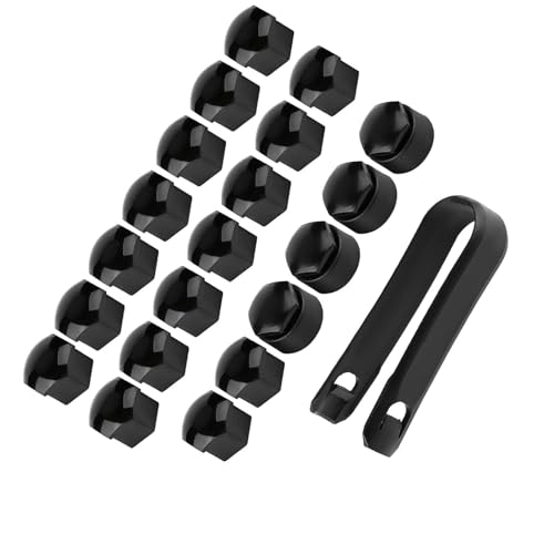 Saluaqui Cappucci di Protezione per Dadi Ruota 17 Mm Set Nero di 20 Copriviti per Cerchioni in ABS di qualità Coprimozzi Robusti Antifurto per Auto (Black)