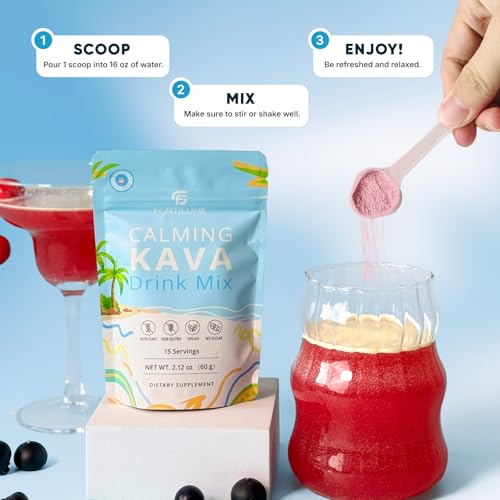 FORTILUME Kava Kava Drink Mix, Berry Flavor Instant Kava Powder, Low-Calorie, Non-Alcoholic | Plant-Based Relaxation Alternative Beverage | 15 Servings - Thumbnail 6
