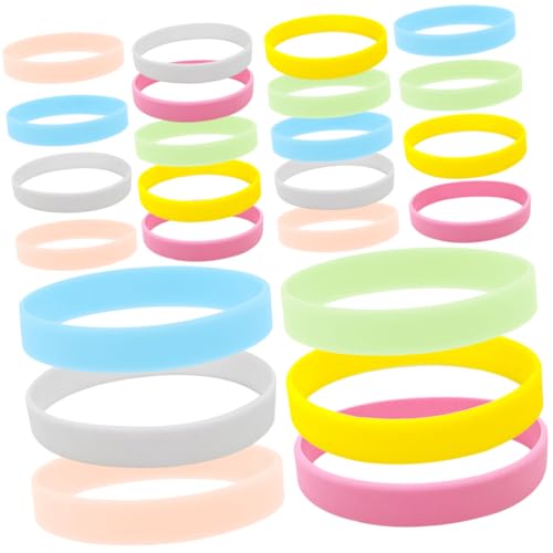 Beaupretty 24 piezas Pulseras Luminosas de Brazaletes de Goma Brillantes para Adultos Accesorio de Fiesta y Festivales Pulseras Identificativas Resistentes y Cómodas