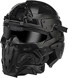 PERTID Tactical Airsoft Schutzhelm Mit Maske, Brille Und Headset, Helm Mit Anti-Beschlag-Ventilator Und Seitenschienen, Helm Für Outdoor-Jagd, Schießen, Rollenspiel