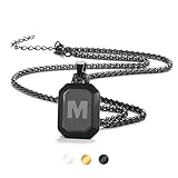 Bellino Initial A Necklace for Men Square Stainless Steel Letter A Pendant Chain for Mens, Alphabet Capital Monogram Dog Tag Necklaces Jewelry Gifts Birthday Gifts for Kids (Black)