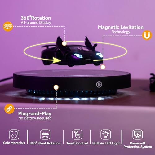 INOVAXION Magnetic Levitation Car, Levitating Display Model Car, Levitating Decor, 360°Rotating with Touch Control for Home Office Desk Decor, Cool Tech Gift for Men — view 3