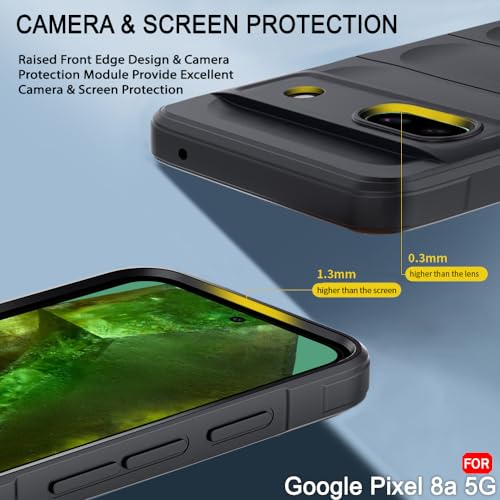 Image of TheGiftKart Liquid Silicon Back Cover Case for Google Pixel 8A | Shockproof Military Grade Protection | Micro-Fibre Cloth On Inner Side | Built-in Anti-Slip Grip Case Cover for Pixel 8A (TPU, Black)