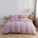 TazmKezm Purple Duvet Cover 100% Washed Cotton Duvet Cover Set with Zipper Closure,3 PCs Breathable