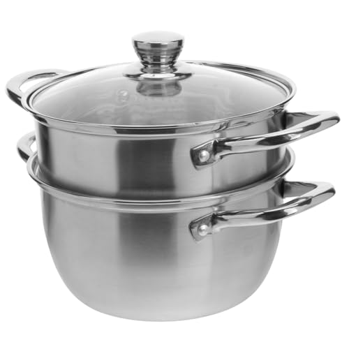 Zerodeko Olla De Vapor De Acero Inoxidable De 20 Cm, Doble Capa Resistente Corrosión, Compatible Inducción y Cocinas De Gas, Utensilio Para Cocinar Al Vapor Verduras, Pescado y Albóndigas