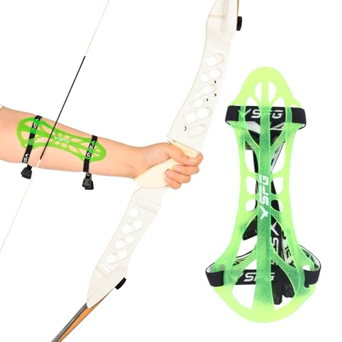 SPG Archery Arm Guard Protector - Adjustable Professional Bow Arm Guards Forearm Protector Armguard for Adults Youth Men Women Competition Shooting Hunting Practice (Green)