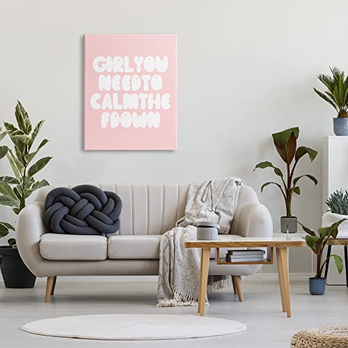 Stupell Industries Girl Calm The F Down Funny Phrase Pink, Designed by Daphne Polselli Canvas Wall Art, 30 x 40, White3