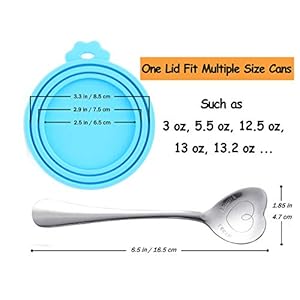 Pet Can Covers/Dog Cat Food Can Lids Covers/Silicone Can Lids Universal Size Fit All Standard Size Dog and Cat Can Tops/4 Pack & 1 Pet Food Spoon