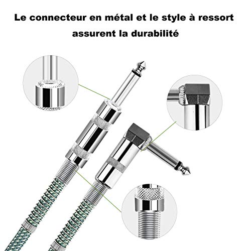 EBXYA Cable Jack Guitare Câble Guitare Électrique 5M 2Pack 6.35 mm 1/4″ Mâle vers Mâle TS Jack Guitare Tweed Tissé jack instrument pour Guitare Électrique Basse Clavier Orateur Amplificateur - Les Beatles, Paul McCartney, John Lennon, RIngo Starr, George Harrison EBXYA Cable Jack Guitare Câble Guitare Électrique 5M 2Pack 6.35 mm 1/4" Mâle vers Mâle TS Jack Guitare Tweed Tissé jack instrument pour Guitare Électrique Basse Clavier Orateur Amplificateur – Image 3