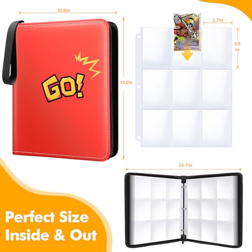 1080-Card Binder – 9-Pocket Trading Card Album with 60 Removable Double-Sided Pages, Water-Resistant PU Leather Zipper Case with Wrist Strap, Fits MTG & Sports Cards - Image 3