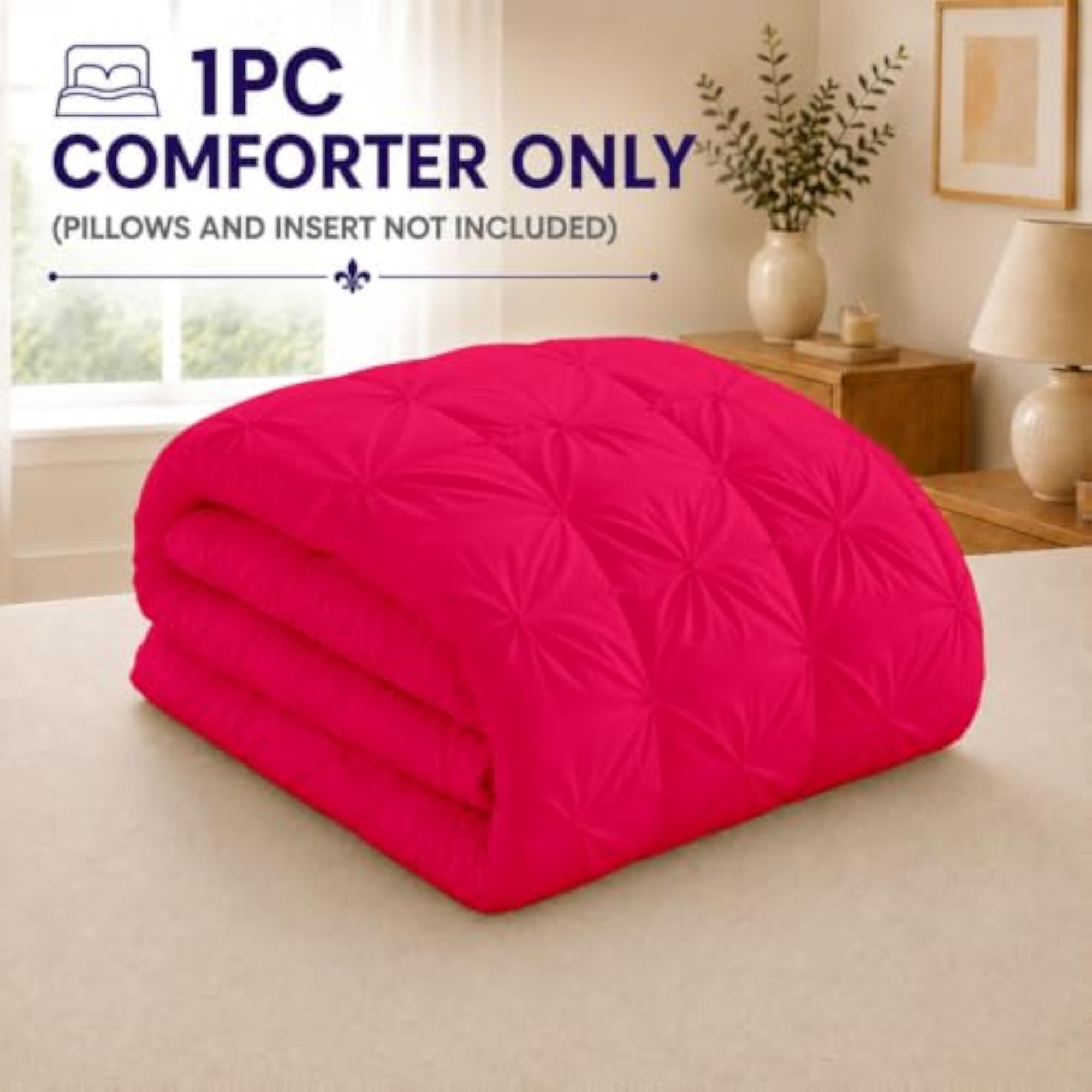 Microfiber AC Razai/Comforter, Pintuck Hot Pink, Single