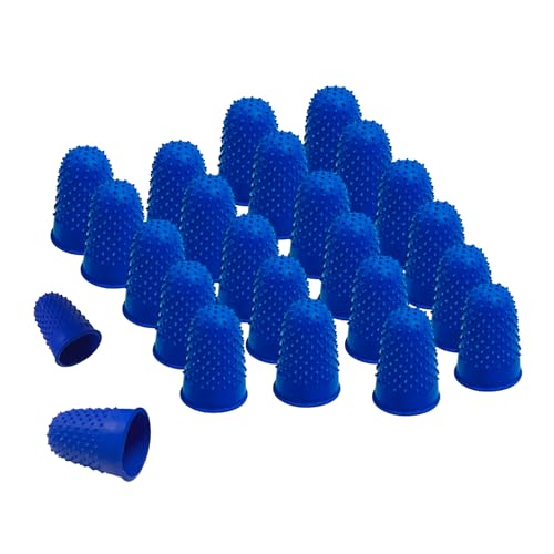 Image of Pack of 24 Blue No.1 Rubber Thimblettes – Medium Finger Cones for Protection, Grip, Sewing, Crafting & Counting Paper/Banknotes