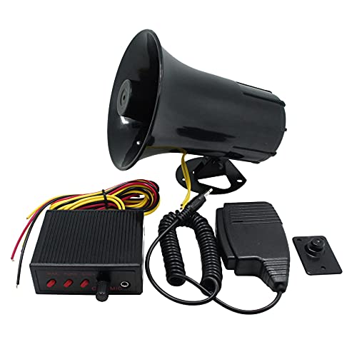 Surluoen Altavoz de Sirena de Policía de 12 V Ajuste de Volumen de Sonido de 3 Tonos Bocina de VehíCulo con Altavoz de MicróFono de Pa ElectróNico de Emergencia