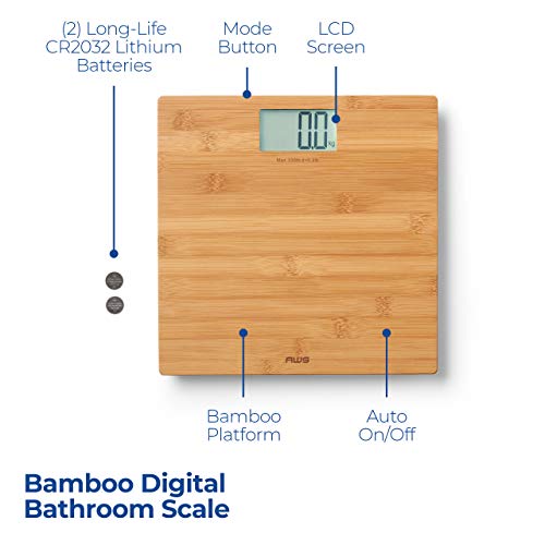 American Weigh Scales Digital Bathroom Scale With Lcd Display, Bamboo #TOP1