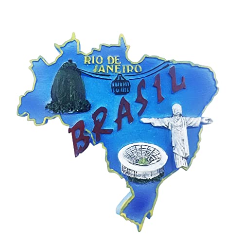 Imán para nevera en forma de mapa 3D de Brasil, regalo de recuerdo, resina hecha a mano, imán para nevera de Brasil, colección de decoración para el hogar y la cocina