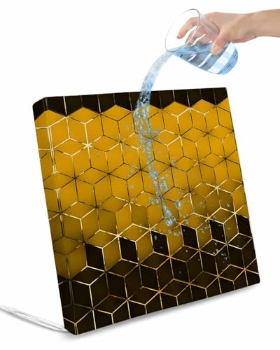 Hokiten Orange Yellow Geometric Outdoor Cushion Chair Cover Set of 2 - Waterproof Couch Seat Covers, Gradient Black Gold Comb Grid Patio Furniture Protector Cushions Slipcovers for Sofa/RV, 22