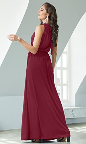 Image of KOH KOH Womens Long Sleeveless Halter Bridesmaid Wedding Guest Maxi Dress