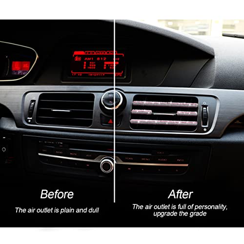 10Pcs Bling Car Air Vent Outlet Trim, Rhinestone Auto Air Conditioner Decoration Moulding Strip, Diy Bendable Crystal Sparkly For Women, Car Interior Accessories For Most Cars (Star/Pink) #TOP4