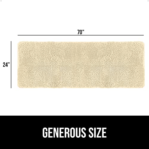 Image of Gorilla Grip Original Indoor Durable Chenille Doormat, 70x24, Absorbent Washable Inside Mats, Low-Profile Rug Doormats for Entry, Mud Room Mat, Back Door, High Traffic Areas, Golden Sand