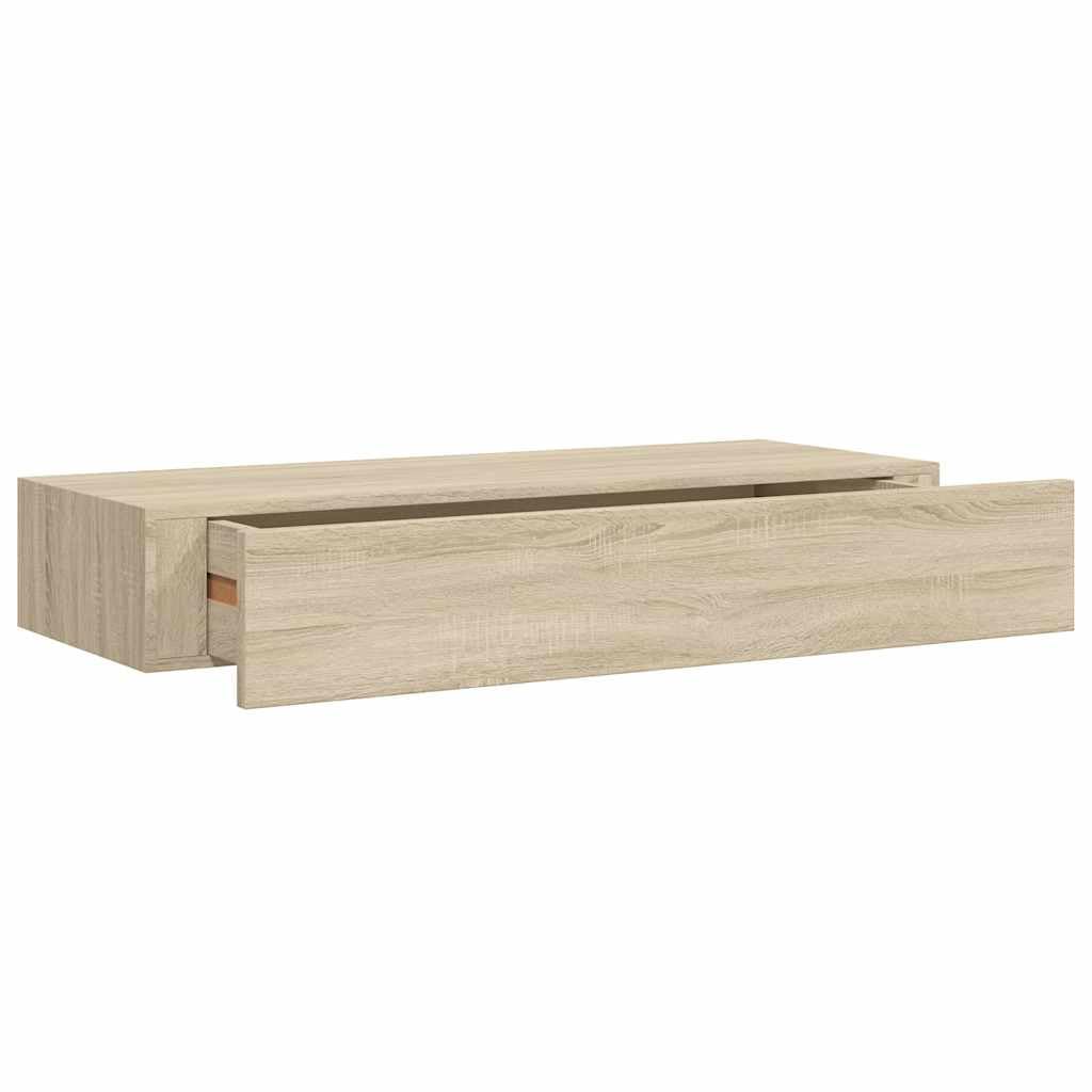 vidaXL Wall-mounted Drawer Shelf Home Living Room Bedroom Furniture Shelving Ledges Floating Cabinet Wall Display Storage Shelf MDF Oak
