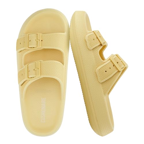 Image of CUSHIONAIRE Fame Pillow Recovery Sandals for Women, Adjustable Double Buckle Waterproof EVA Cloud Slides for Women