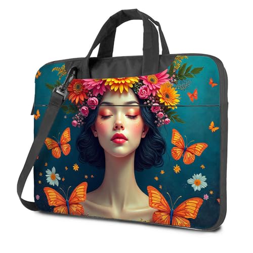Sac à dos ordinateur portable 14 pouces couronne florale sac transport pc portable 26x36cm