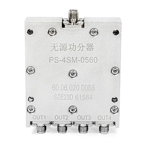 TOJOIN - Divisor de potencia pasivo de 4 vías para conectores SMA, divisor de cable coaxial de 0,5-6 GHz para accesorios de medición de RF/microondas, sistema de antena resistente a la corrosión
