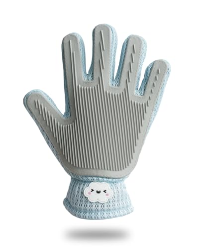 ETIALURE 2 in 1 Pet Hair Removal Glove for Cat and Dog, Efficient Cat Grooming Glove, Bathing and Massage Tool for Medium to Long Haired Dogs, Cats, Horses, Rabbits 1PCS (Blue)