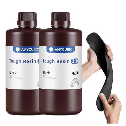 ANYCUBIC Tough Resin 2.0, 3D Printer Resin with Upgraded High Toughness and High Precision, 365-405nm Fast Curing 3D Resin for 4K 8K LCD/DLP/SLA 3D Printing (Black+Black, 2kg)