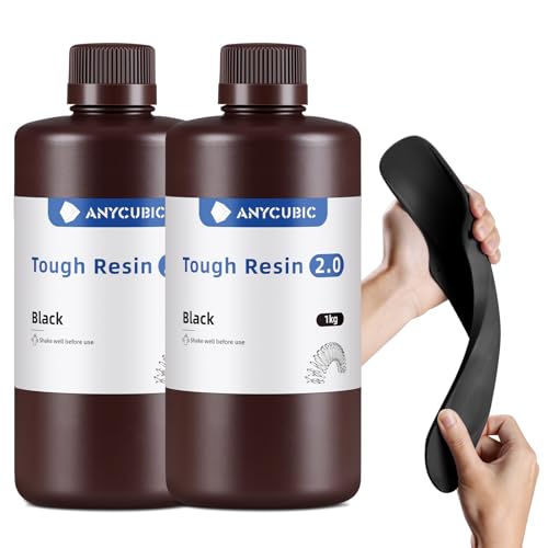 Image of ANYCUBIC Tough Resin 2.0, 3D Printer Resin with Upgraded High Toughness and High Precision, 365-405nm Fast Curing 3D Resin for 4K 8K LCD /DLP /SLA 3D Printing (Black+Black, 2kg)