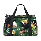 Matériau : ce sac de voyage à la main imprimé feuilles de palmier toucans perroquet est fabriqué en polyester, peut être plié pour le rangement lorsque vous ne vous en servez pas. Fermeture éclair lisse, pratique à utiliser.