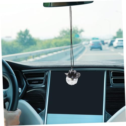 Colgante de bola espejada Gatuida con forma de sombrero de vaquero, accesorio para espejo de auto, llavero o colgante para teléfono, decoración para fiestas y discotecas miniatura 4