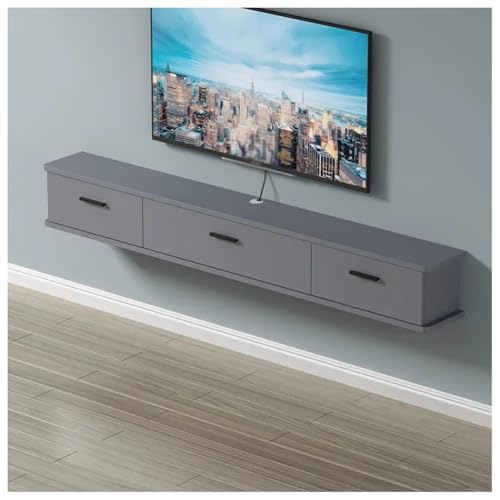 Mueble flotante de pared para TV, consola moderna de entretenimiento con estante de TV elegante para sala de estar, dormitorio, oficina (gris, 120 x 22 x 23 cm)