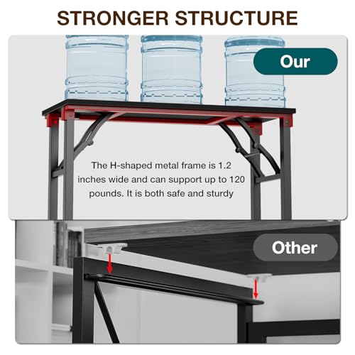 Image of TEMI Small Computer Desk Folding Table - 35.8 inch Foldable Office Desk, No Assembly, Perfect for Small Spaces in Bedroom, or Apartment, Portable Mini Desk or Study Table Compact Design, Dark Oak