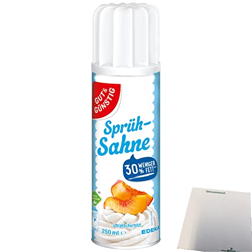 Gut&Günstig Sprühsahne leicht 21% Fett 1er Pack (1x250ml Dose) + usy Block