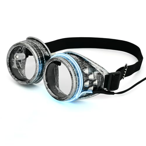 S SANGLE SOPFFY LED Welding Goggles,Welding Glasses for Men Glow in the Dark,Flip Up Cutting Torch Glasses,Changeable Colored Lens,Halloween (single)