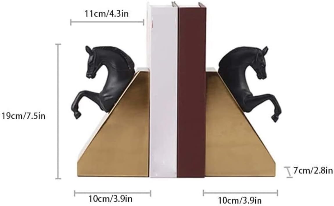 Book End Horse Head Bookends Metal Book End Desktop Decoration Metal Book Shelf Holder Book Stoppers, 20*19*7cm