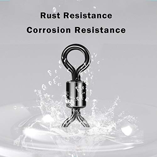 Fishing Rolling Barrel Swivels, 500Pcs Fishing Line Connectors Stainless Steel Black Nickel Fishing Bearing Swivels Terminal Tackles For Saltwater Freshwater Size 30-97Lbs #TOP3