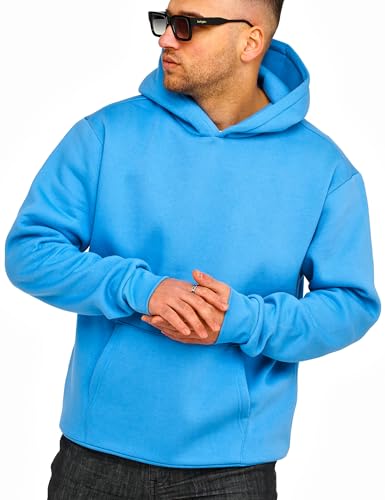 behype. Herren Oversize Hoodie Kapuzenpullover Einfarbig Basic Heavy Blank...