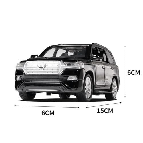 Image of 1:32 Scale Land Cruiser 4 Door Toy Car | Metal Pullback Diecast Car for Kids with Openable Doors, Sound, Light Effects Toy for Car Enthusiasts (Color As Per Available), Black
