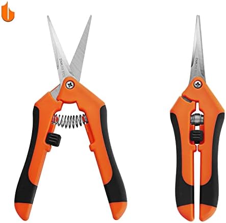 Urbanstrive Durable Gardening Scissors Gardening Hand Pruner Pruning Shear with Titanium Coated Curved Precision Blades, 1 Pack, Orange