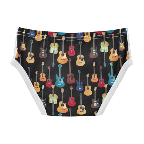 CHIFIGNO Boys Cotton Underwear Printed Briefs Breathable Underwear Briefs for Toddler Boy, Colorful Guitar Black2