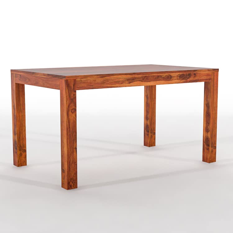 Image of Wooden Dining Set 6 Seater Dining Table with 4 Chairs & 1 Bench | Wooden Dining Table for Home Furniture in Natural Teak Finish (6 Chairs- Honey Finish)
