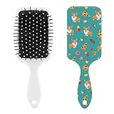 Detangling Nylon Pins Hair Brush Welsh Corgi Junk Food, Air-Cushion Massage Paddle Brush, Hair Dryer Brush