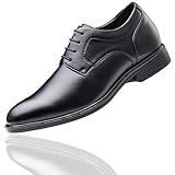[ライムガーデン] 【背が高くなる革靴 +6cm】 シークレットシューズ メンズ ビジネスシューズ 厚底 ロングノーズ 【軽くて柔らかいｘ自然に身長アップｘ通勤から冠婚葬祭まで】LG326 (黒,25.0cm)