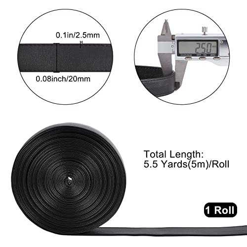 GORGECRAFT 5M Long Double Sided Leather Strips 20MM Wide Shoulder Bag Leather Strap Roll Black Smooth Leather String Flat Cord for Diy Crafts Clothing Making Handles Pet Collars Traction Ropes Belt - Image 2