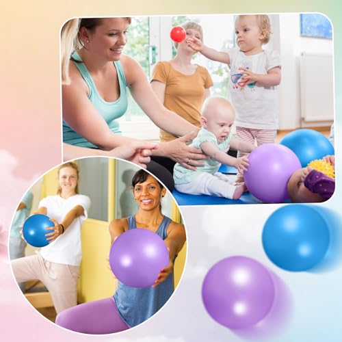 Image of Aoriher 10 Pack 9 Inch Small Pilates Ball Bulk Mini Exercise Ball Portable Non-Slip Workout Yoga Balls with Air Pump for Stability, Barre, Fitness, Balance, Physical &Core, Gym Home Office Use